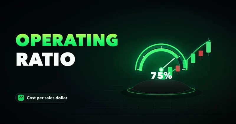Neon percentage gauge reading 75% beside an OPERATING RATIO headline