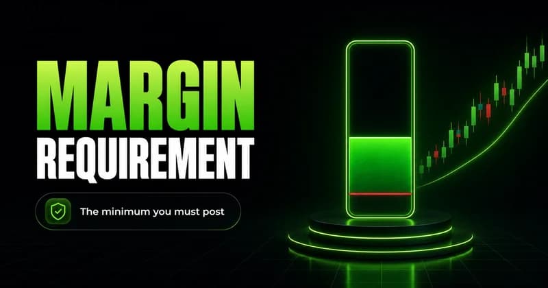 Neon equity meter with a minimum-threshold floor beside a MARGIN REQUIREMENT headline
