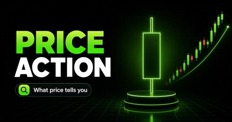 a glowing candlestick hero beside the headline PRICE ACTION.