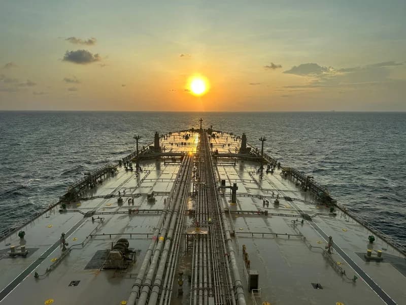 Oil tanker at sea representing shipping risk during Iran ceasefire talks