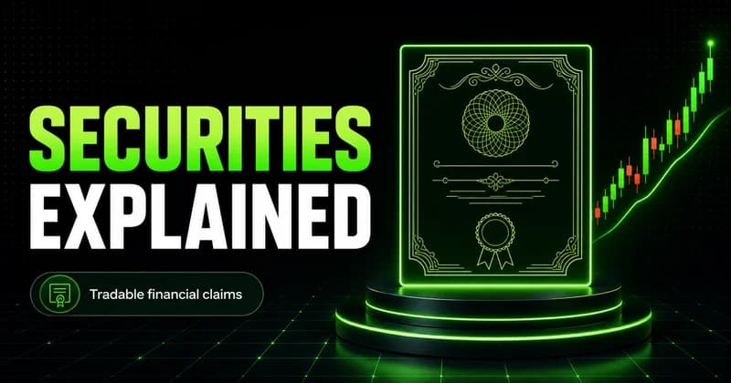 Neon stock certificate beside a SECURITIES EXPLAINED headline