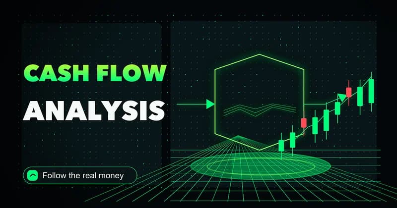 Neon reservoir with cash flowing in and out beside a CASH FLOW ANALYSIS headline