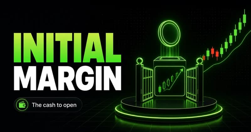 Neon deposit unlocking a position beside an INITIAL MARGIN headline