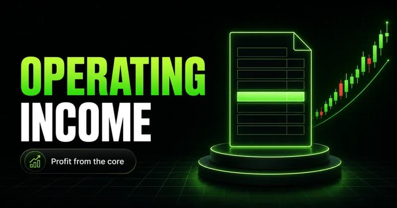 Neon income-statement document with a highlighted line beside an OPERATING INCOME headline