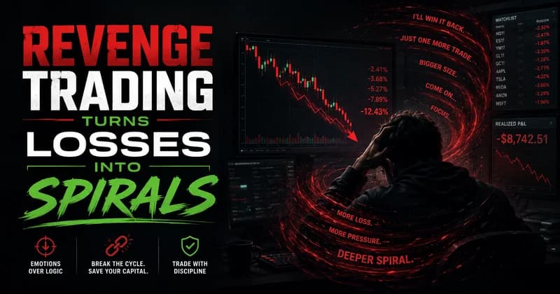 Academic drawdown spiral cover showing revenge trading stopped by a circuit breaker