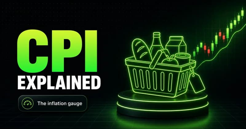 Neon shopping basket of goods beside a CPI EXPLAINED headline