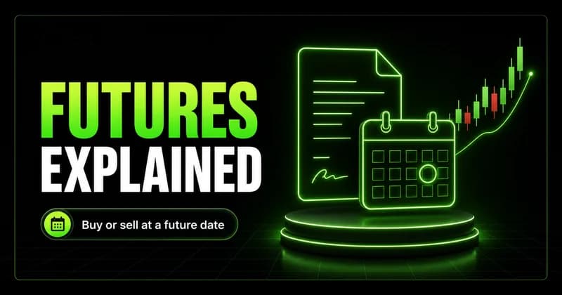 Neon contract with a calendar future date beside a FUTURES EXPLAINED headline