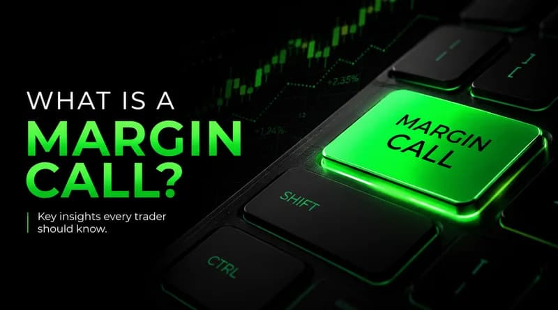 Financial trading screen with red and green charts illustrating the price moves that trigger a margin call.