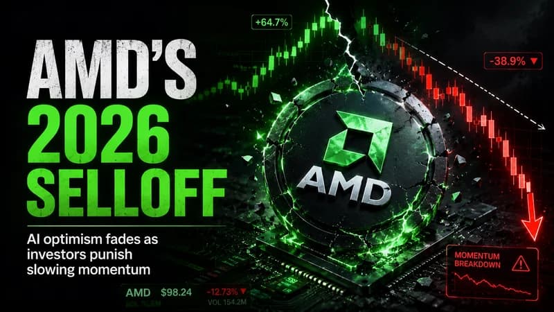 Semiconductor circuit board representing AMD AI accelerator risk and opportunity