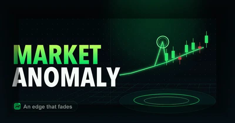 Neon chart with a circled anomalous spike beside a MARKET ANOMALY headline