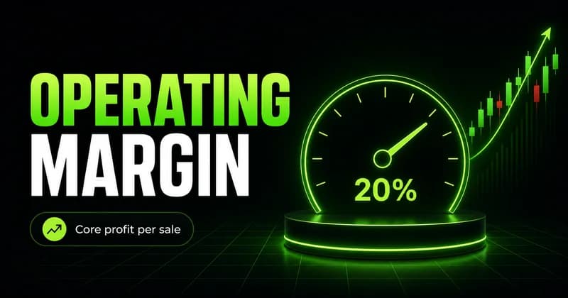 Neon percentage gauge reading 20% beside an OPERATING MARGIN headline