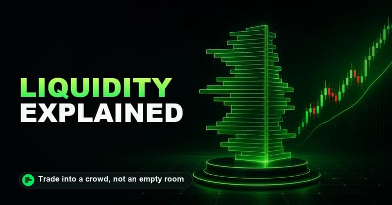 Neon deep order-book depth ladder beside a LIQUIDITY EXPLAINED headline
